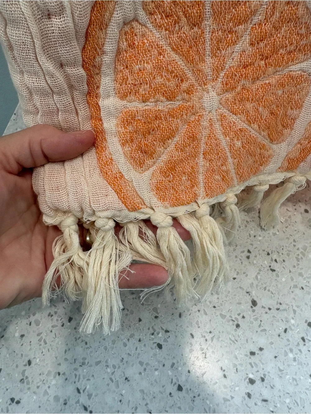 NWT Rachel Zoe Cream & Orange Citrus Decorative Throw - reversible